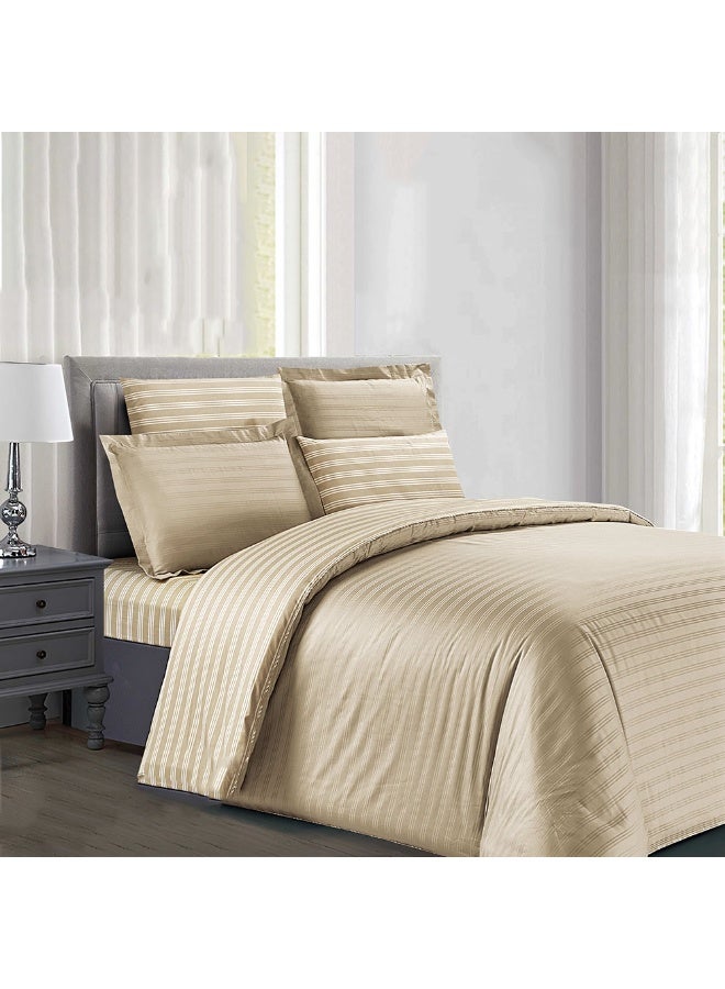 bukhamseen Pazar Home Bedding Super Silky Soft Cotton King Bed Sheet Set, 6 Pieces - Barrera with stiched Filling - Image 1
