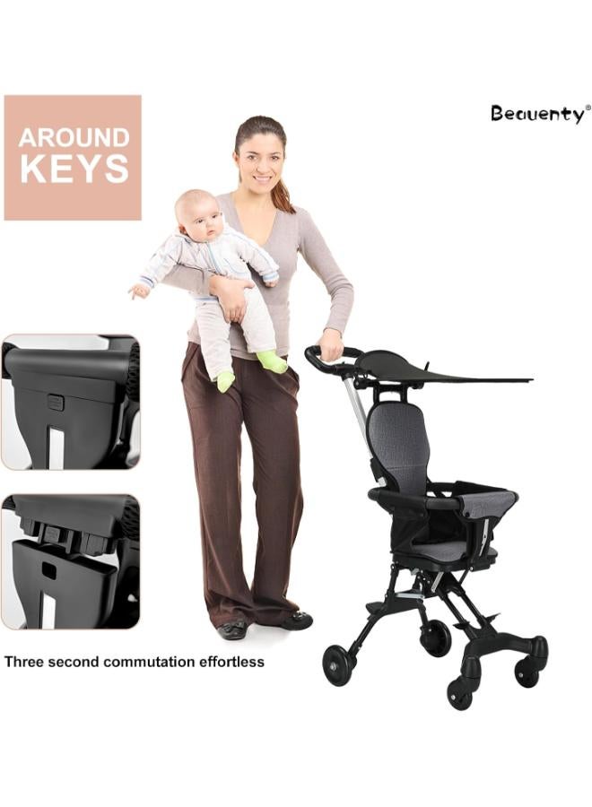 عربة أطفال Beauenty Kids، عربة أطفال صغيرة الحجم، عربة سفر خفيفة الوزن بمقابض ومسند ظهر قابلين للتعديل، قابلة للطي بيد واحدة، للتخزين في مقصورة الطائرة العلوية، للتسوق، والمشي، والسفر (النمط 2) - Image 4