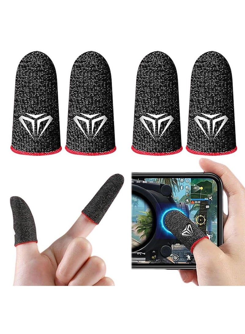 2 Pairs Gaming Finger Sleeves,High-Sensitive Anti-Sweat Breathable Seamless Finger Sleeve,Ultra Thin Silver Fiber Mobile Game Controller Fingertips Sleeves Gamer Gloves for Knives Out-Red  - Image 1