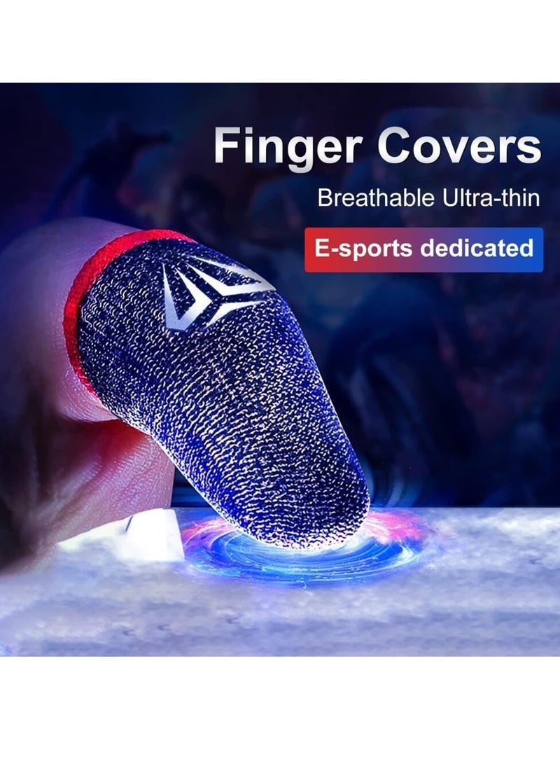 2 Pairs Gaming Finger Sleeves,High-Sensitive Anti-Sweat Breathable Seamless Finger Sleeve,Ultra Thin Silver Fiber Mobile Game Controller Fingertips Sleeves Gamer Gloves for Knives Out-Red  - Image 3