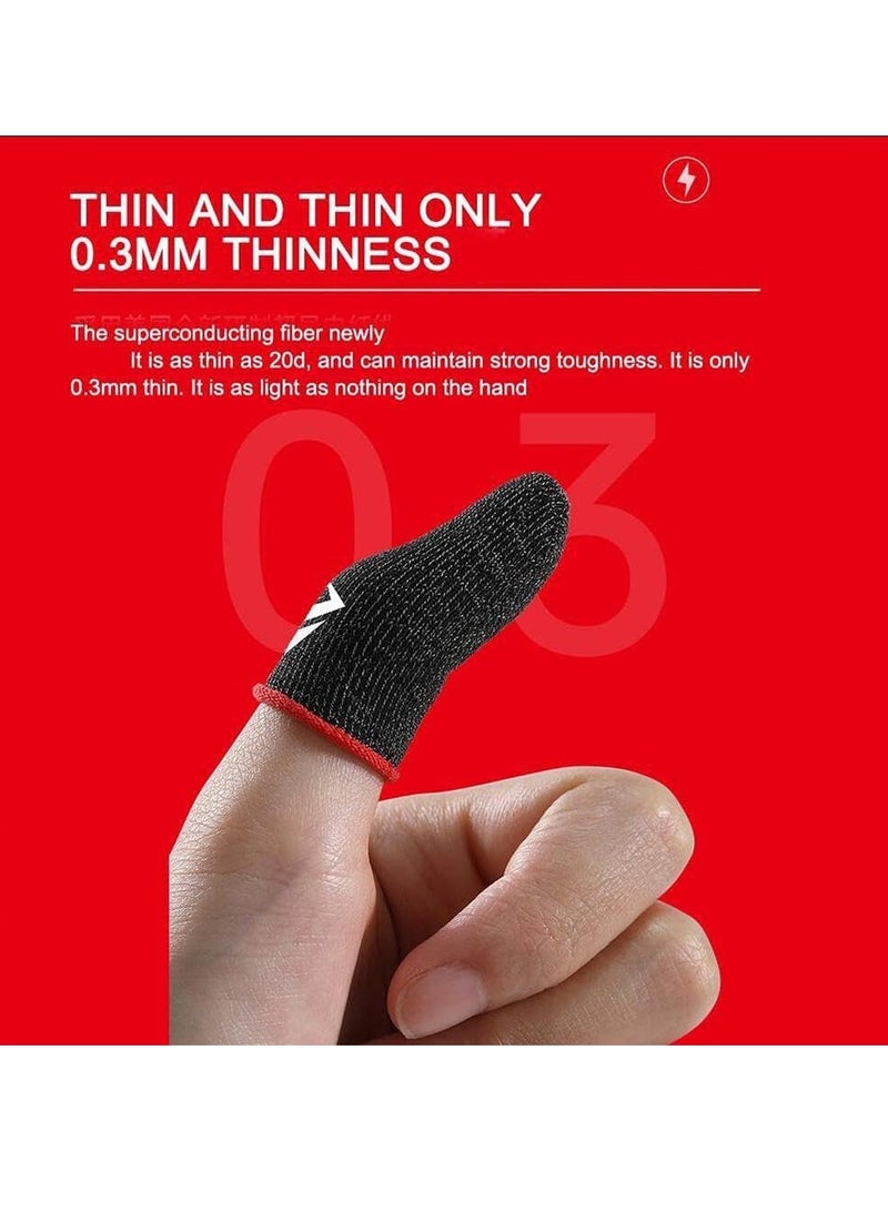 2 Pairs Gaming Finger Sleeves,High-Sensitive Anti-Sweat Breathable Seamless Finger Sleeve,Ultra Thin Silver Fiber Mobile Game Controller Fingertips Sleeves Gamer Gloves for Knives Out-Red  - Image 5