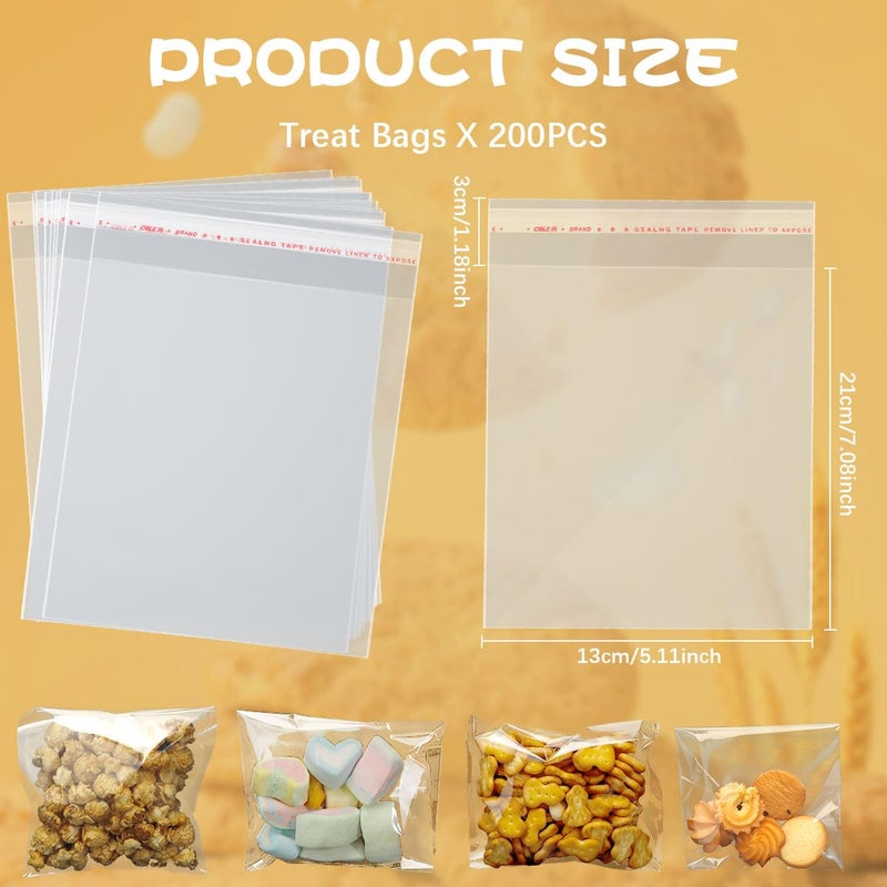 Cidenbio 200 Pcs Thickened Cookie Bags with Seal 5x7 In, Clear Cellophane Treat Bags Self Sealing 3.1 Mils Resealable Plastic Bag for Cookies, Candy, Bread, Party Favors, Bakery, Gift Packaging - Image 2