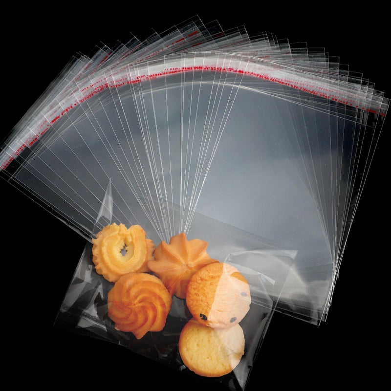 Cidenbio 200 Pcs Thickened Cookie Bags with Seal 5x7 In, Clear Cellophane Treat Bags Self Sealing 3.1 Mils Resealable Plastic Bag for Cookies, Candy, Bread, Party Favors, Bakery, Gift Packaging - Image 1