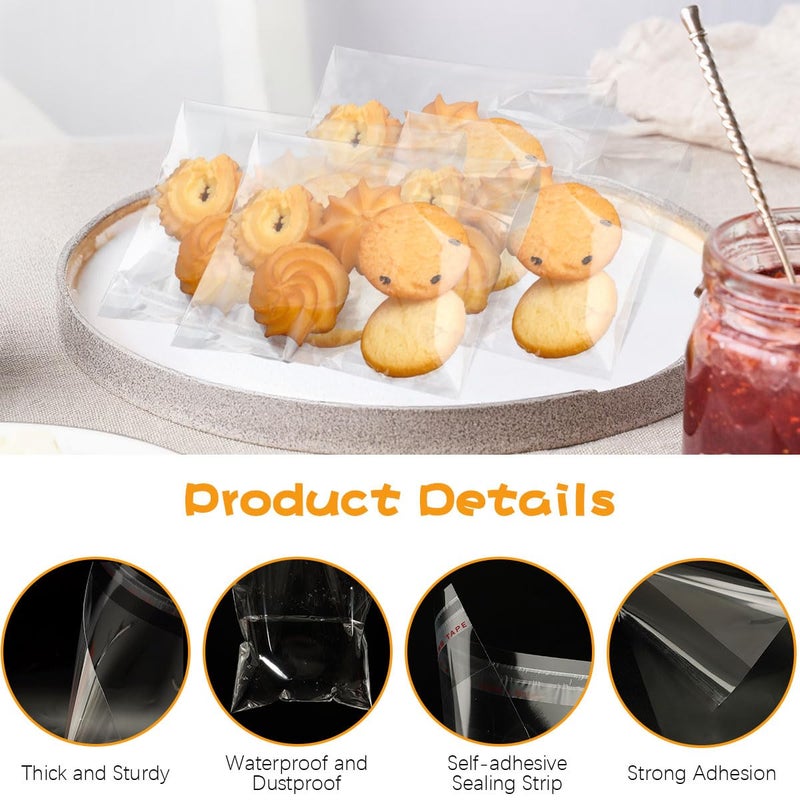 Cidenbio 200 Pcs Thickened Cookie Bags with Seal 5x7 In, Clear Cellophane Treat Bags Self Sealing 3.1 Mils Resealable Plastic Bag for Cookies, Candy, Bread, Party Favors, Bakery, Gift Packaging - Image 3