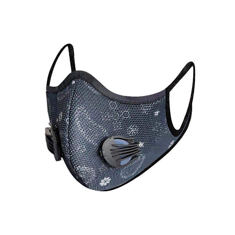 Generic KN95 riding mask replaceable filter outdoor anti-haze mask dustproof bicycle mens and womens protective breathing valve Black Snowflake