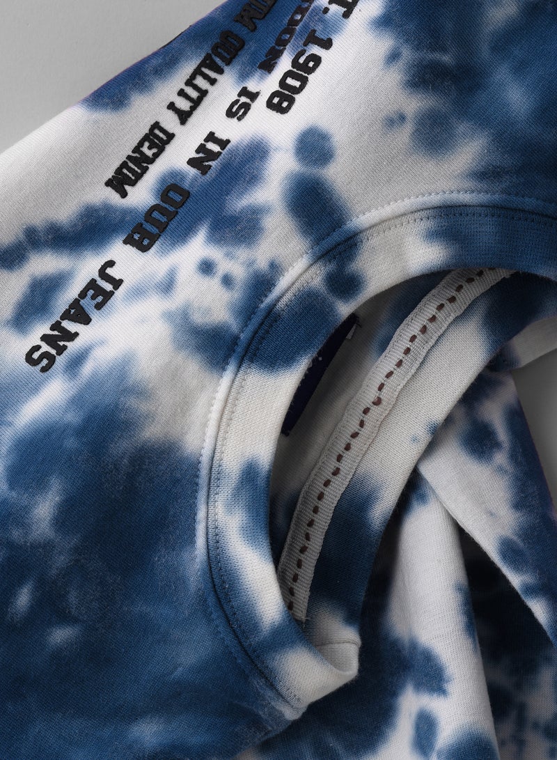 JAM Boys' Blue Tie-Dye Text Cotton T-Shirt - Image 4