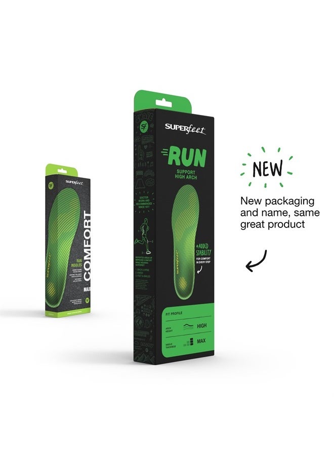 SUPERfeet - Run Support High Arch Insoles - High Arch Support - Trim-to-Fit Carbon Fiber Orthotic Shoe Inserts for Running Shoes - Professional Grade - 11.5-13 Men / 12.5-14 Women - Image 1
