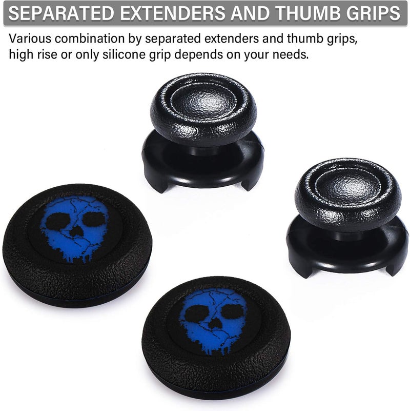 PlayRealm FPS Thumbstick Extender & Printing Rubber Silicone Grip Cover 2 Sets for PS5 Dualsenese & PS4 Controller (Ghost Blued) - Image 3