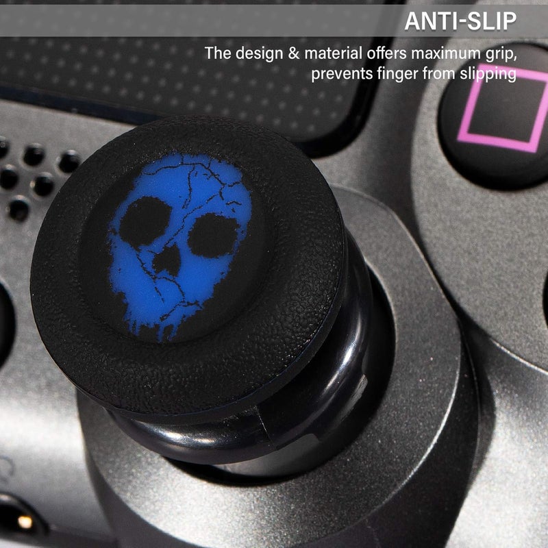 PlayRealm FPS Thumbstick Extender & Printing Rubber Silicone Grip Cover 2 Sets for PS5 Dualsenese & PS4 Controller (Ghost Blued) - Image 5