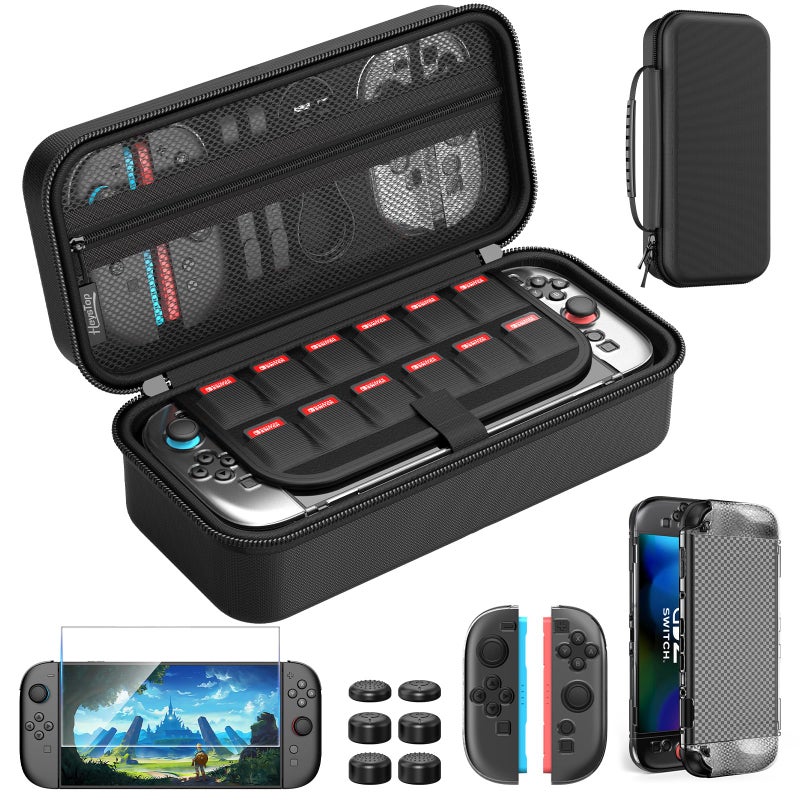 HEYSTOP Carrying Case for Nintendo Switch 2Portable Travel Case for Nintendo Switch 2 Accessories with Screen Protector1Protective Cover1Thumb Caps6Large Space with 12 Game Card SlotHard Shell - Image 2