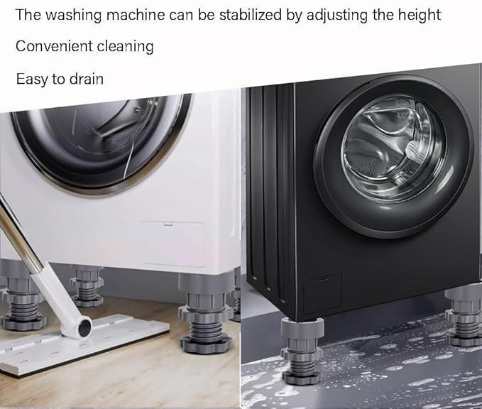 VIKUU VIKUU Anti Vibration Washing Machine Pads for Washing Machine Support Refrigerator Stand Washing Machine StandHeight Adjustment Feet for Refrigerators Stands with AntiSlip Rubber 4 Pcs Set  - Image 4