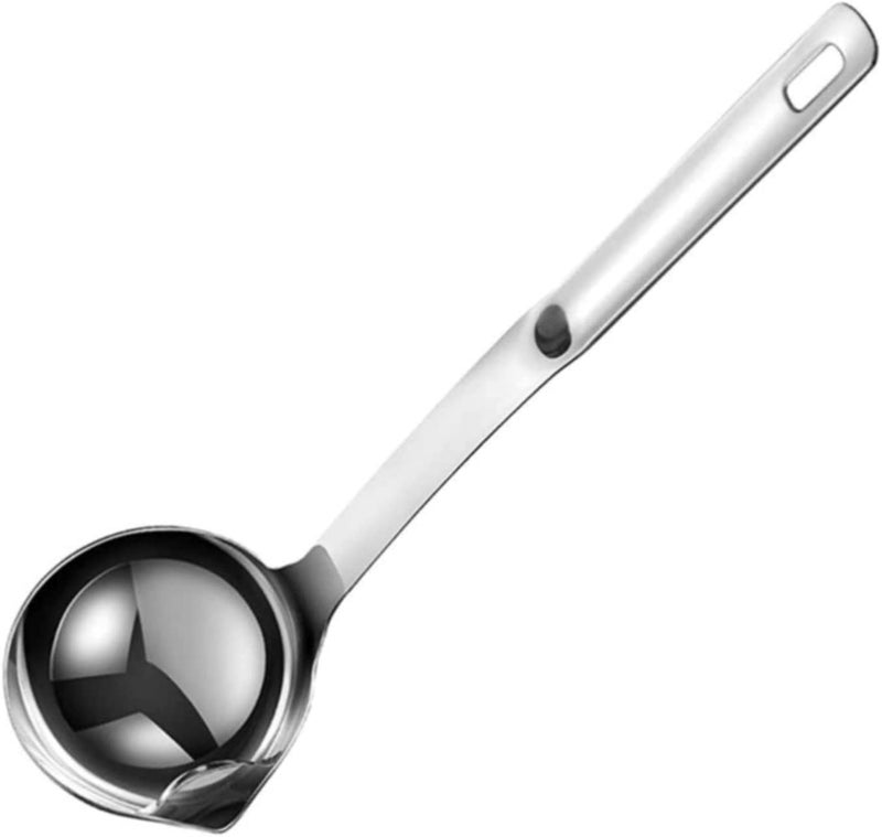BEING CART Stainless Steel Oil Soup Separator Spoon Oil Filter Spoon Cooking Spoon OilSeparated Spoon with Long Handle Grease Filter Spoon for Home Kitchen Hot Pot Fat Skimmer Silver - Image 1