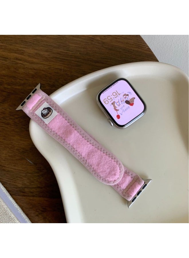 Generic For Apple Cartoon Hook And Loop Watch With For Apple Watchs10/9/8/SE/7/6/5/4/3/21-Color:38/40/41/42mm Beige Color  - Image 5