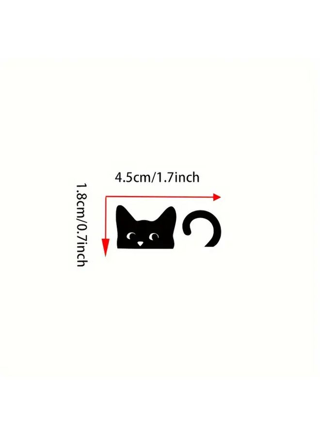 New 4pcs Cute Cat Stickers Adorable Peeping Cats With Expressive Eyes Black Durable Plastic Car Rearview Mirror Decals For Indoor Outdoor Use Car Accessory - Image 3