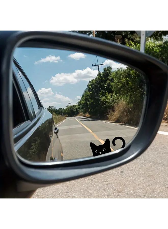 New 4pcs Cute Cat Stickers Adorable Peeping Cats With Expressive Eyes Black Durable Plastic Car Rearview Mirror Decals For Indoor Outdoor Use Car Accessory - Image 5