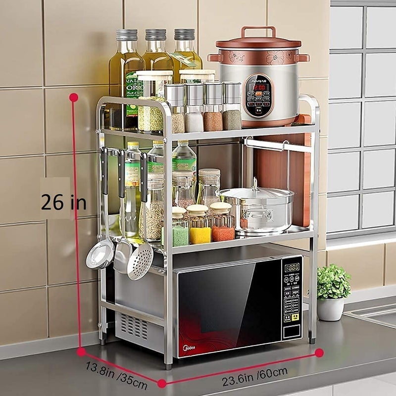 INDIAN DECOR INDIAN DECOR 55703 Metal Kitchen 3Tier Storage Racks Utility Storage Shelving Microwave Oven Stand Cart Stainless Steel Kitchen Counter Shelf Size Length236in60cm  - Image 3