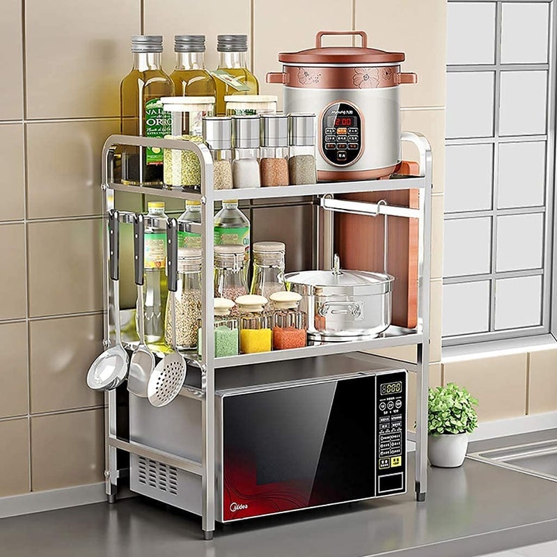 INDIAN DECOR INDIAN DECOR 55703 Metal Kitchen 3Tier Storage Racks Utility Storage Shelving Microwave Oven Stand Cart Stainless Steel Kitchen Counter Shelf Size Length236in60cm  - Image 2