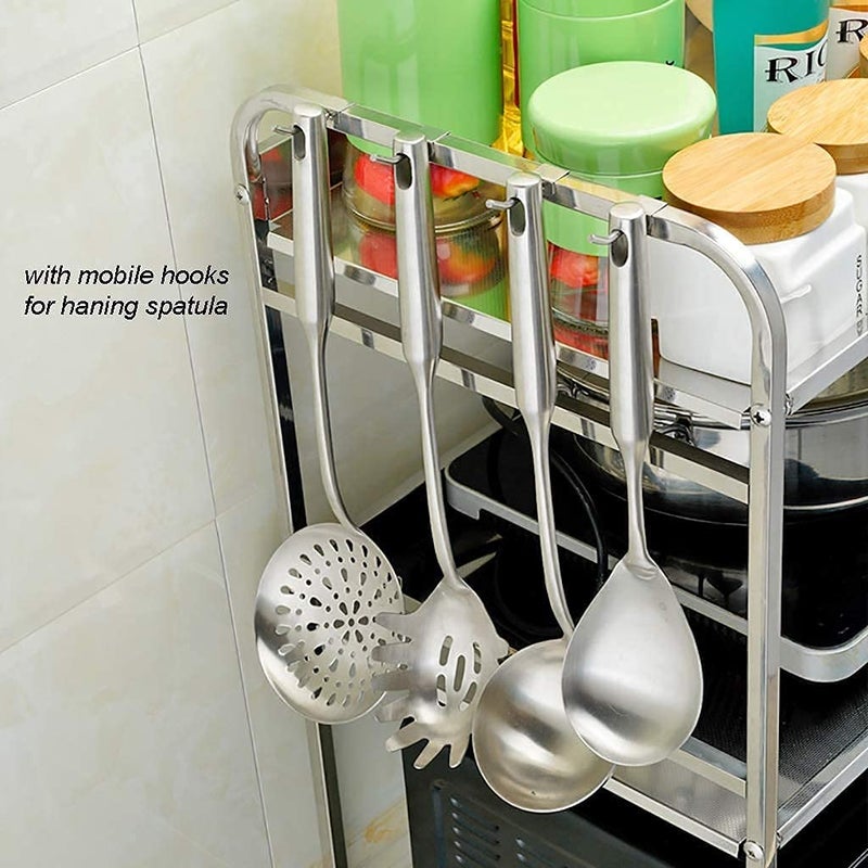 INDIAN DECOR INDIAN DECOR 55703 Metal Kitchen 3Tier Storage Racks Utility Storage Shelving Microwave Oven Stand Cart Stainless Steel Kitchen Counter Shelf Size Length236in60cm  - Image 5