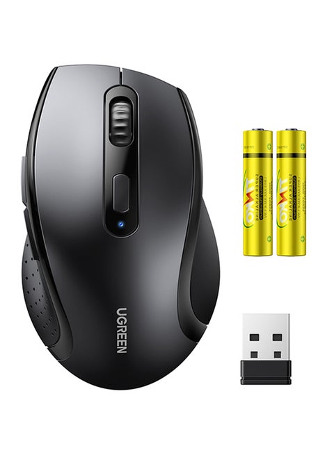 USB Wireless Mouse 2.4GHz 10M Range Ergonomic Optical Mouse AAA Battery Included 3 DPI Adjustable 1600 DPI Max 6 Buttons Computer Mouse Wide Compatibility Silent Click Smooth Scroll Office Portable "Comes with 2 Batteries" With Battery