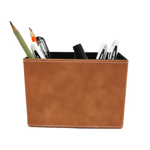 Fosinz Pen Pencil Holder Cup Container Leather Desk Organizer Stand Decor Brush Scissor Holder Decoration Office Desk Home School - Image 1