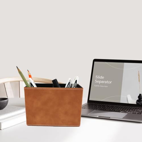 Fosinz Pen Pencil Holder Cup Container Leather Desk Organizer Stand Decor Brush Scissor Holder Decoration Office Desk Home School - Image 2