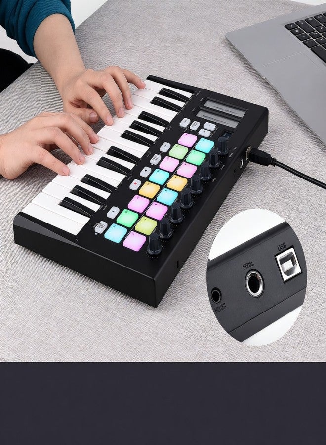 WORLDE Orca mini25 Portable 25-Key USB MIDI Keyboard Controller with 16 RGB Backlit Trigger Pads 8 Assignable Control Knobs - Image 3