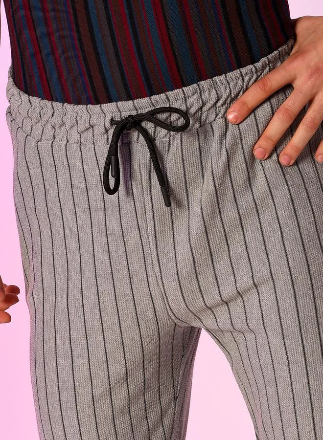 Campus Sutra Campus Sutra Pinstriped Jogger with Drawstring