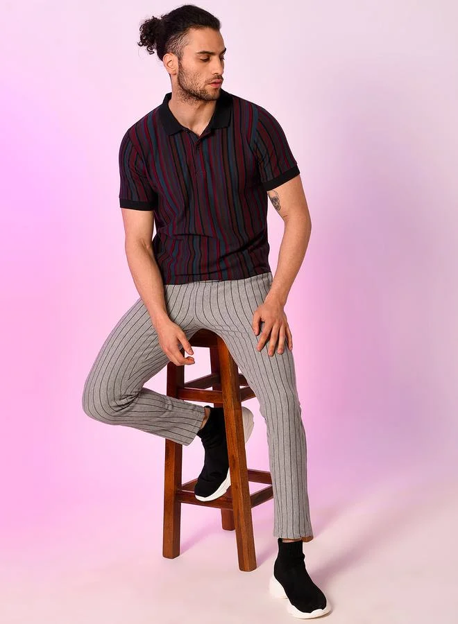 Campus Sutra Campus Sutra Pinstriped Jogger with Drawstring