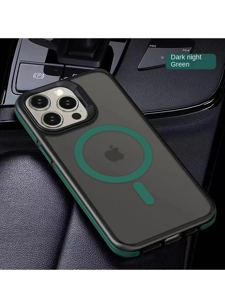 AROAQ Magnetic Matte Translucent Armor Shockproof Case for iPhone Series with Wireless Charging Support and Protective Bumper 