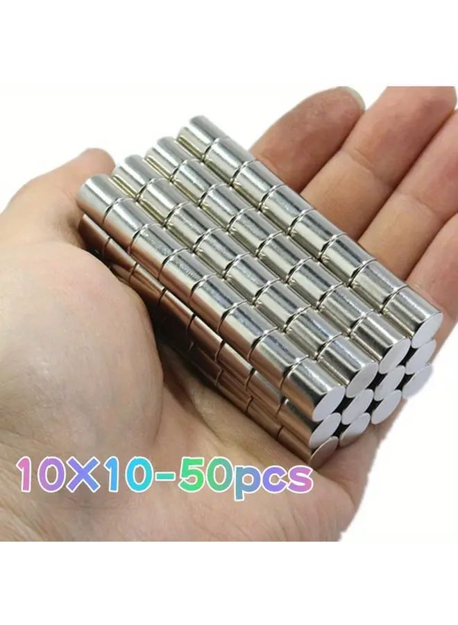 50Pcs 10X10mm Small Cylindrical Magnets Heavy Duty Magnetic Hold For Fridge Whiteboard - Image 1