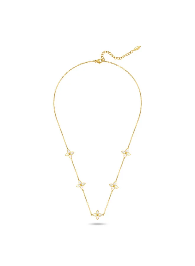 بوليس Petal Yellow Gold Plated Stainless Steel Chain Necklace for Women