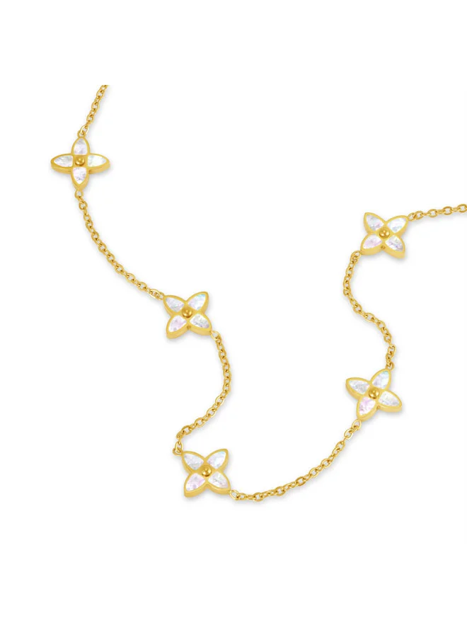 بوليس Petal Yellow Gold Plated Stainless Steel Chain Necklace for Women