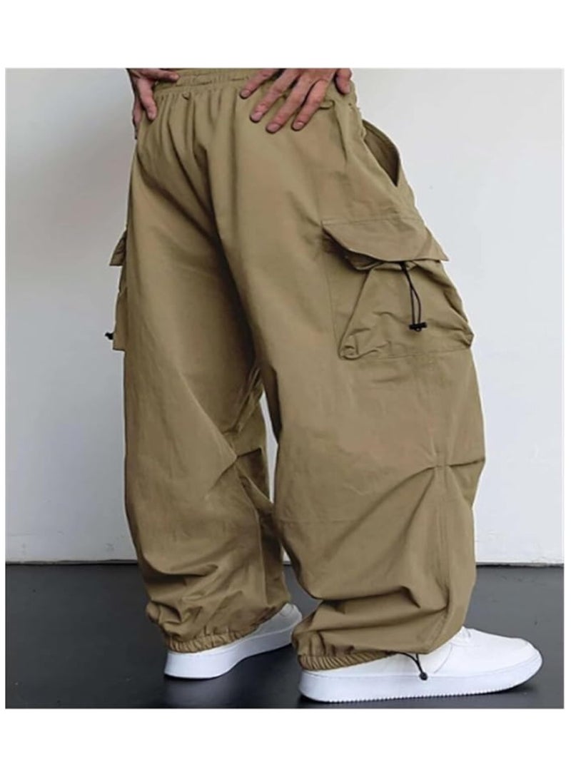 Huitich Women's Retro Wide-Leg Workwear Pants High Waist, Quick-Dry, Khaki Size L  - Image 2