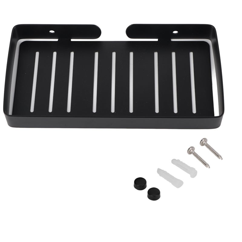 Black 304 Stainless Steel Soap Holder: Wall Mount - Anti-Corrosion Wear Resistant Soap Rack with Drain, Rounded Corners & 2 Hooks for Bathroom Kitchen Shower - Image 1