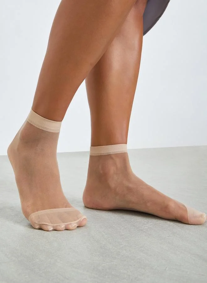 Styli Pack of 4 - Beige Sheer Ankle Socks