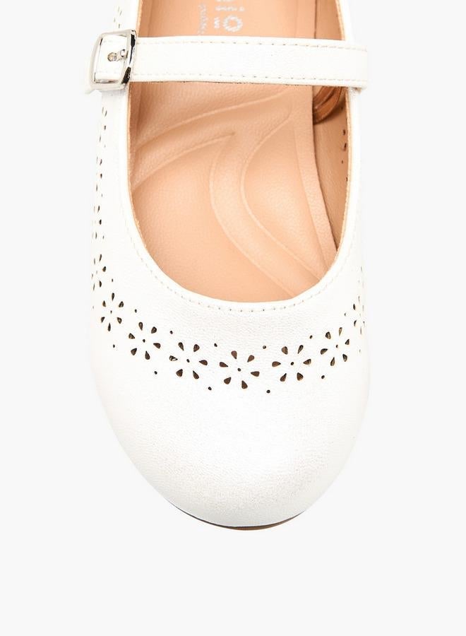 JUNIORS Girls Laser Cut Detail Mary Jane Shoes - Image 4