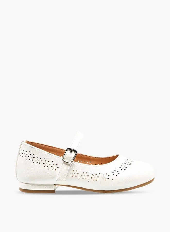 جونيورز Girls Laser Cut Detail Mary Jane Shoes