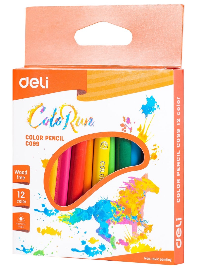 Deli أقلام تلوين مثلثة دلي EC09900 COLORUN PS مسبقة الشحذ، 12 لون، رأس 2.8 مم، مصنوعة من 80% مواد معاد تدويرها - Image 4