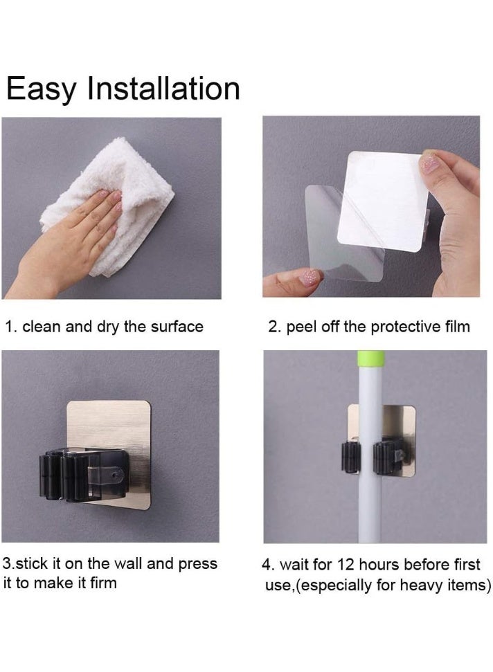 Homify 6 PCS Mop Broom Holder Wall Mount, Mop Holder Self Adhesive Broom Hanger for Household Items Home Garage Garden Laundry Room Storage Kitchen Tools - Image 5