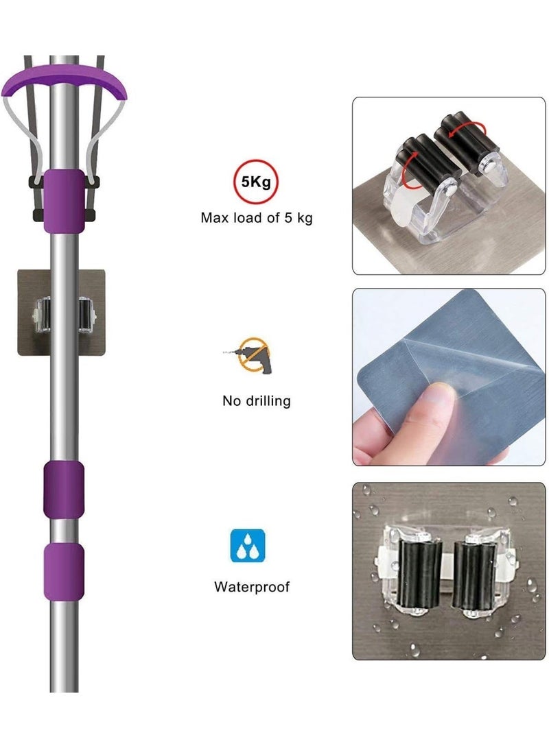 Homify 6 PCS Mop Broom Holder Wall Mount, Mop Holder Self Adhesive Broom Hanger for Household Items Home Garage Garden Laundry Room Storage Kitchen Tools - Image 3