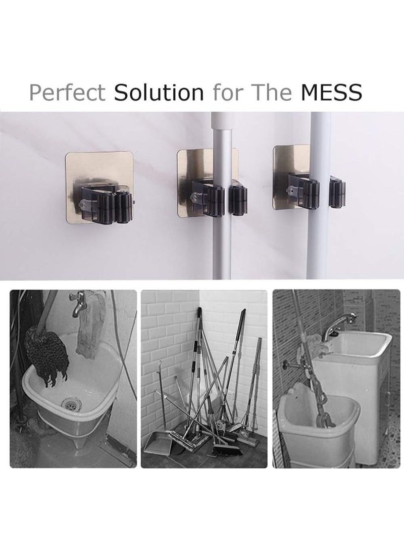 Homify 6 PCS Mop Broom Holder Wall Mount, Mop Holder Self Adhesive Broom Hanger for Household Items Home Garage Garden Laundry Room Storage Kitchen Tools - Image 2