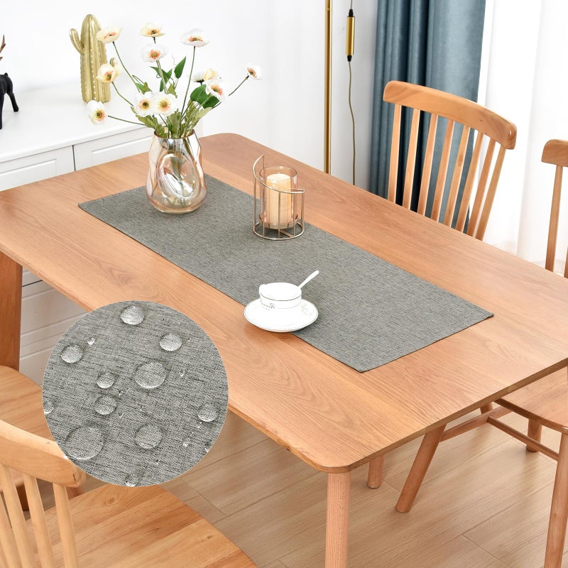 Farmhouse Rustic Table Runner Grey Faux Linen Table Runners Water Resistant Short Table Runner 36 inches for Living Room Dresser Bedroom Kitchen Dining Party 13x36 Inch