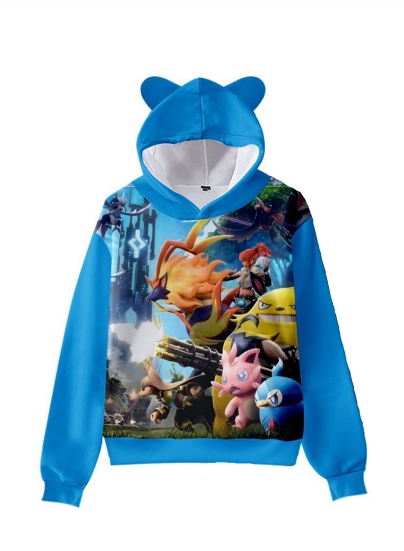 Palworld Phantom Beast Pallu 3D Digital Printing Cat Ears Hooded Sweatshirt - Image 1