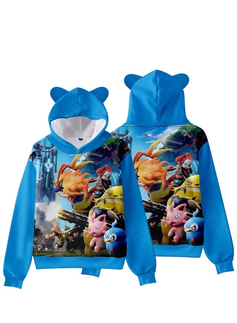 Palworld Phantom Beast Pallu 3D Digital Printing Cat Ears Hooded Sweatshirt - Image 4
