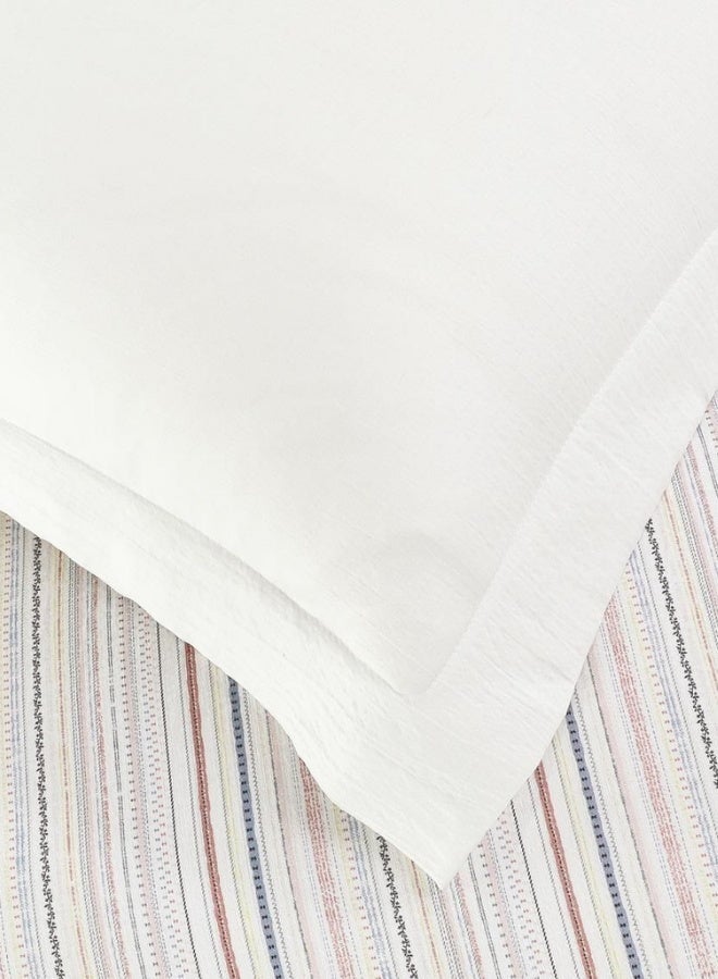 INREST Pastel Stripe Single Comforter Set 170 × 230 cm Luxury 5 Pieces 100% Microfiber Ivory Striped Lace Bedding Set - Image 2