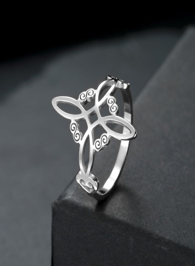 TEAMER Witches Knot Ring - Stainless Steel Celtic Amulet Vintage Knot Ring - Wicca Protection Jewelry For Women (Silver, 9) - Image 4