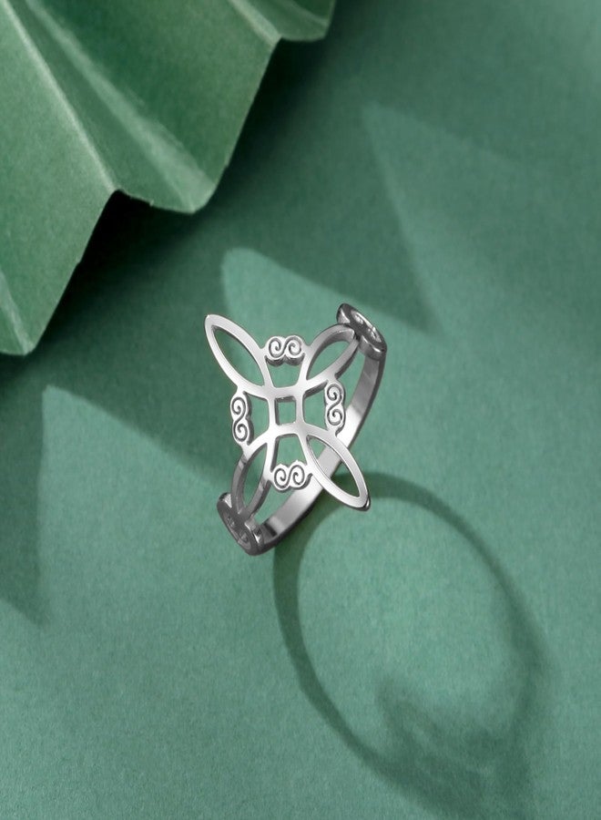 TEAMER Witches Knot Ring - Stainless Steel Celtic Amulet Vintage Knot Ring - Wicca Protection Jewelry For Women (Silver, 9) - Image 5