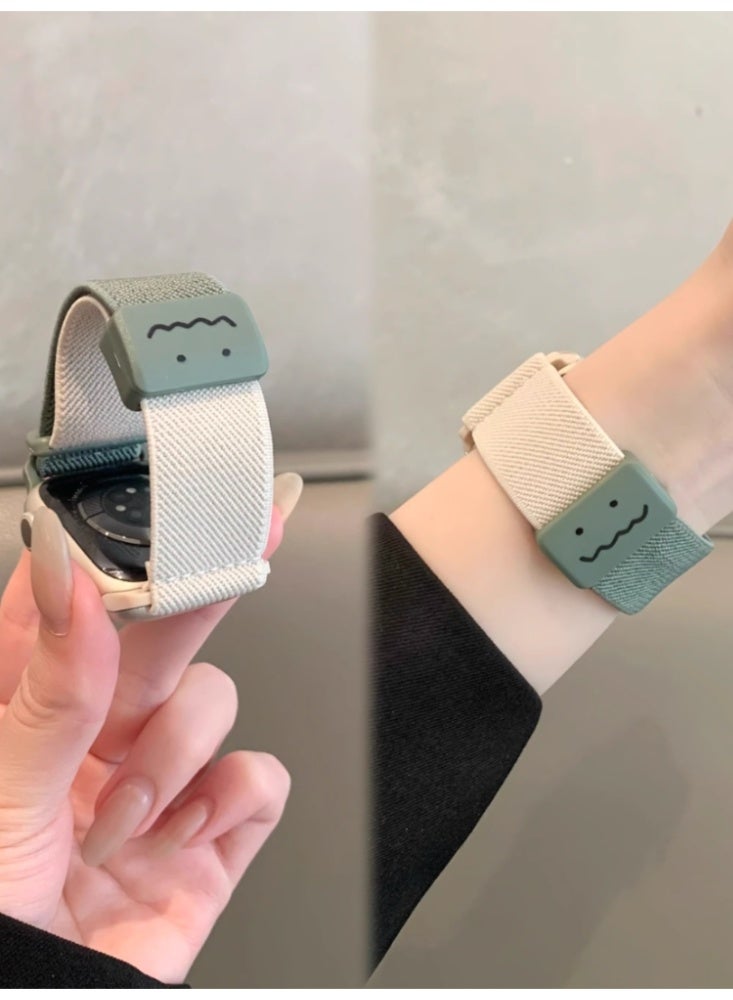 Suitable for Apple Watch 44MM 【4/5/6/SE generation】 Strap Starlight Color Patched Green Graffiti Plain Magnetic - Image 1