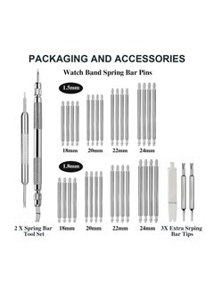 KASTWAVE Spring Bar Tool Watch Band Tool Set Watch Wrist Bands Strap Removal Repair Fix Kit with Extra 3 Tips Pins 32pcs Heavy Duty 316 Stainless Steel Pins Spring Bar Non slip Various Watches  - Image 2