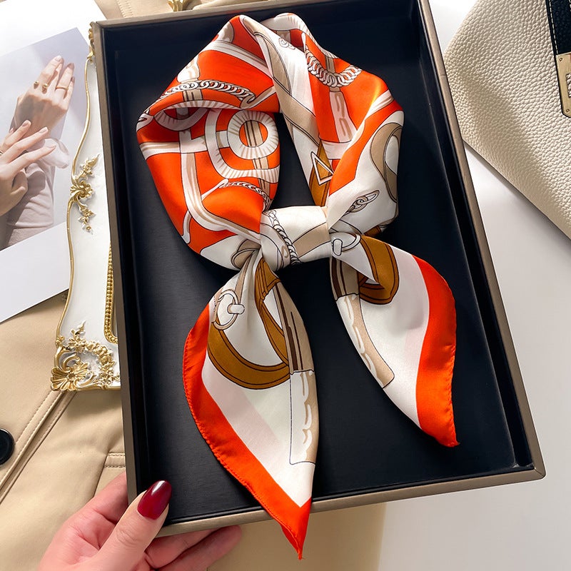Factory wholesale scarves ladies scarf shawls 70cm Korean small square silk satin printed spring and summer sunscreen scarf  - Image 1